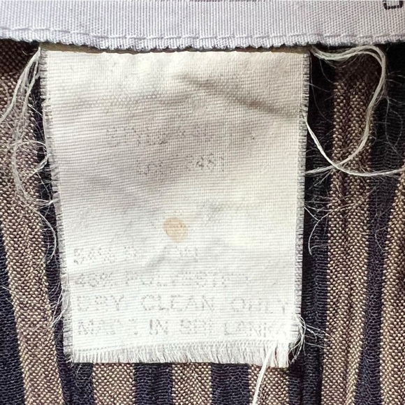 VINTAGE MISS DORBY Striped Fitted Midi Dress | Size M | Navy & Tan | 80s Office - Picture 12 of 16